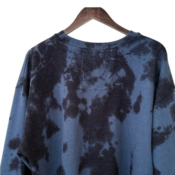 AVIATOR NATION Hand Dyed Relaxed Vintage Retro Blue Black Pullover Sweatshirt - Picture 5 of 5